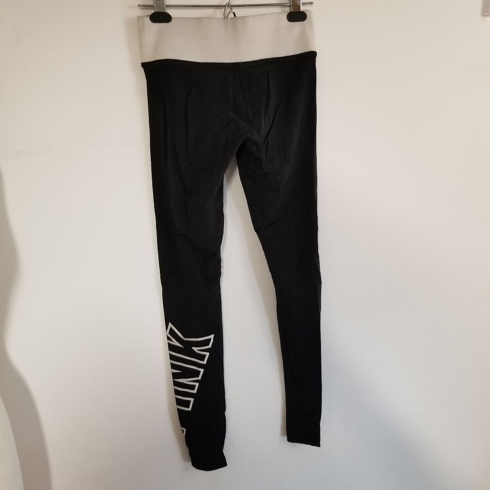 VS Victoria's secret XS black gray leggings ***hole in lower leg see photos
